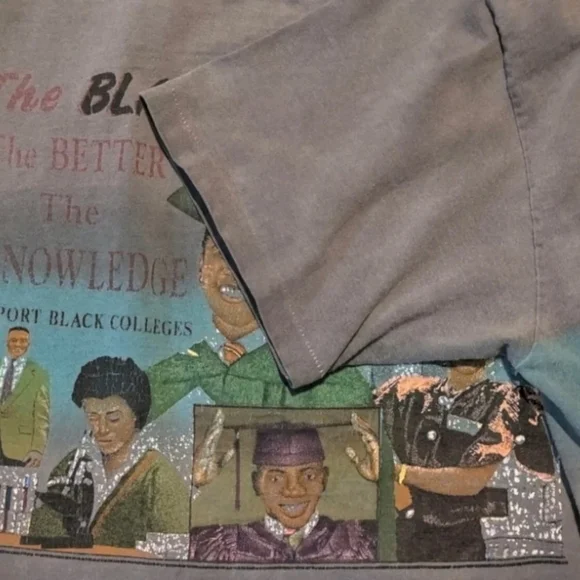 Vintage Black College, Better Knowledge Men's Medium Single Stitch Graphic Shirt - Picture 5 of 7